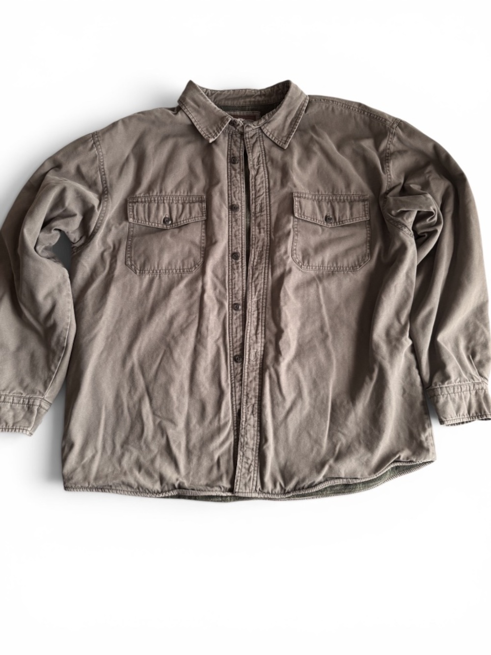 LEVI’S Men Fleece Lined Shirt Jacket XL Cotton Khaki Button Front - Picture 1 of 9